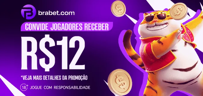 Banner da Brabet: convide jogadores e receba R$ 12, com um tigre de óculos escuros